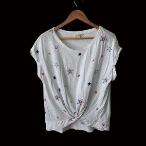 Lucky Brand Red, White & Blue Stars 100% Cotton Short-Sleeved Tee Shirt